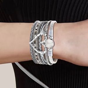 NWOT Boho Leather Wrap Bracelets for Women Cute Stackable Heart